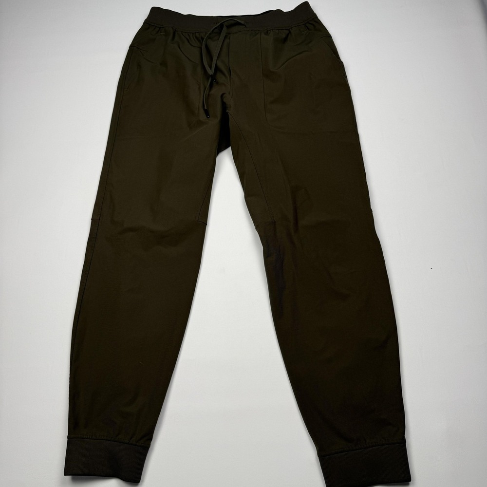 Lululemon ABC Jogger Pants Mens Large Green Woven Zip Pocket Cuffed Athletic